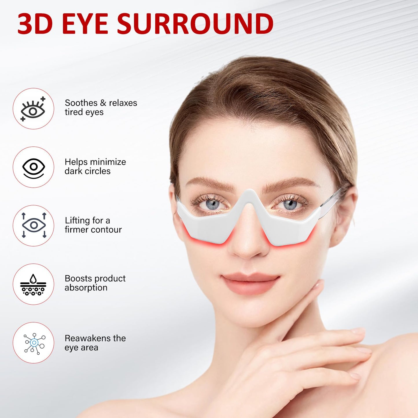 Under Eye Red Light Therapy Device,650nm Red Light Therapy for Eyes Glasses, Microcurrent Eye Massager Mask for Dark Circles, Smoother Fine Lines & Puffiness, Home Skincare
