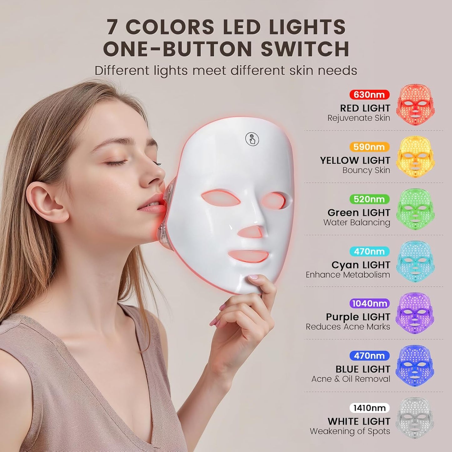 Neravio™ 7-1 Colors LED Light Therapy Mask for Face