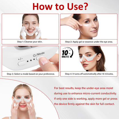 Under Eye Red Light Therapy Device,650nm Red Light Therapy for Eyes Glasses, Microcurrent Eye Massager Mask for Dark Circles, Smoother Fine Lines & Puffiness, Home Skincare