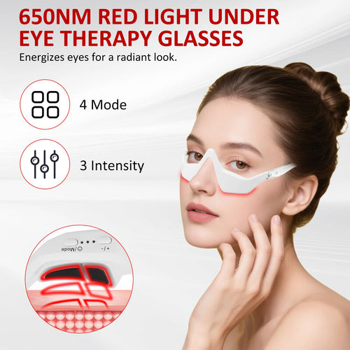 Under Eye Red Light Therapy Device,650nm Red Light Therapy for Eyes Glasses, Microcurrent Eye Massager Mask for Dark Circles, Smoother Fine Lines & Puffiness, Home Skincare