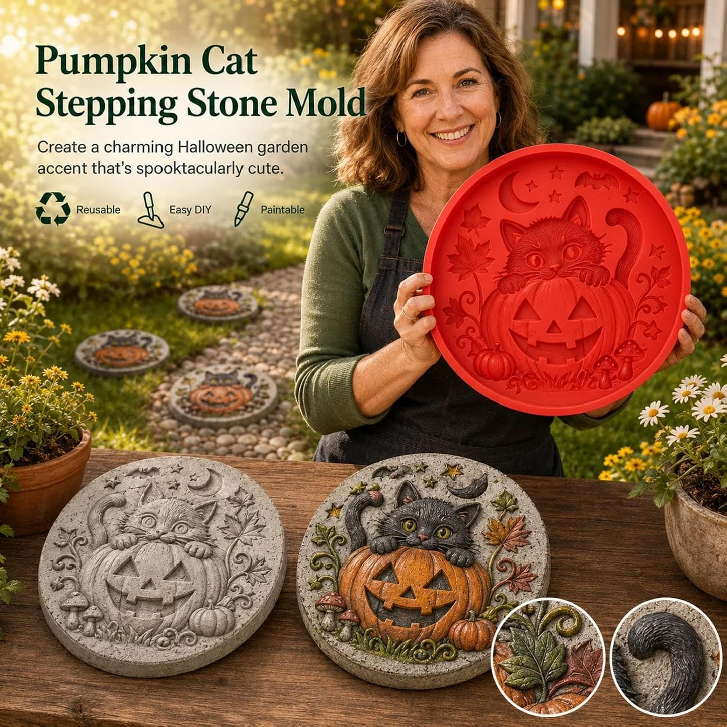 🔥2026 New Arrivals💥 Reusable Silicone Stepping Stone Mold for Halloween DIY Garden Pathway