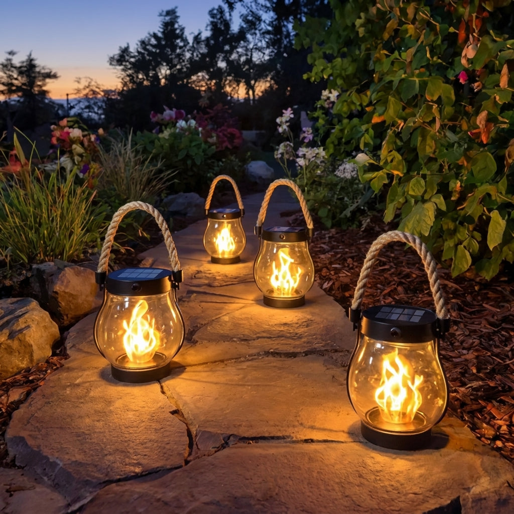Neravio™ 🔥Last Chance Before They're Gone! Solar Flame Lanterns – No Wiring, Auto-On at Dusk!