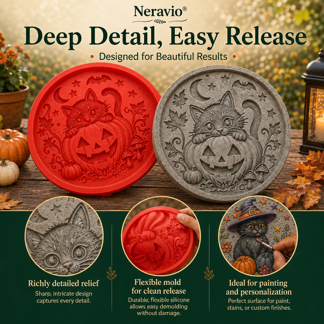 🔥2026 New Arrivals💥 Reusable Silicone Stepping Stone Mold for Halloween DIY Garden Pathway