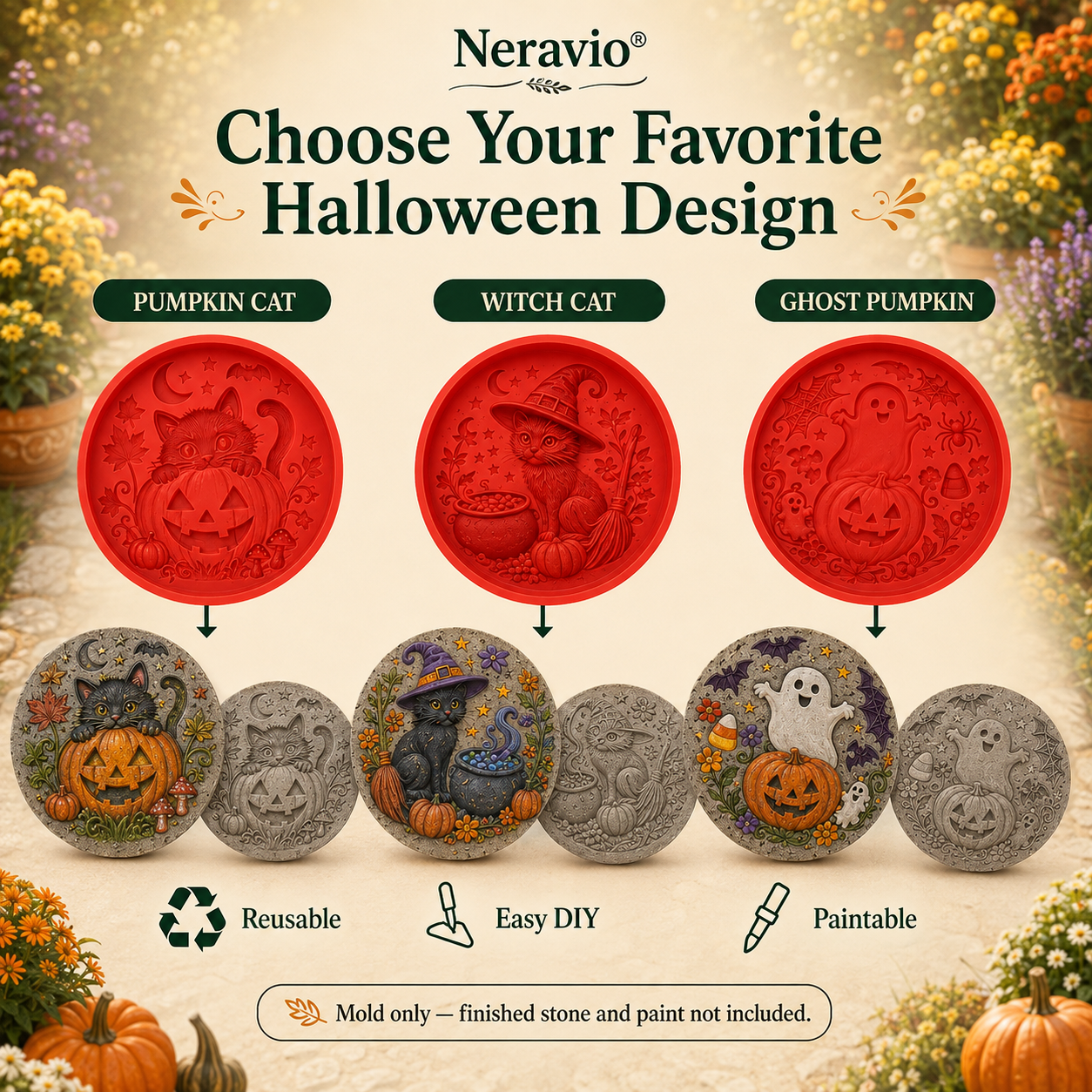 🔥2026 New Arrivals💥 Reusable Silicone Stepping Stone Mold for Halloween DIY Garden Pathway