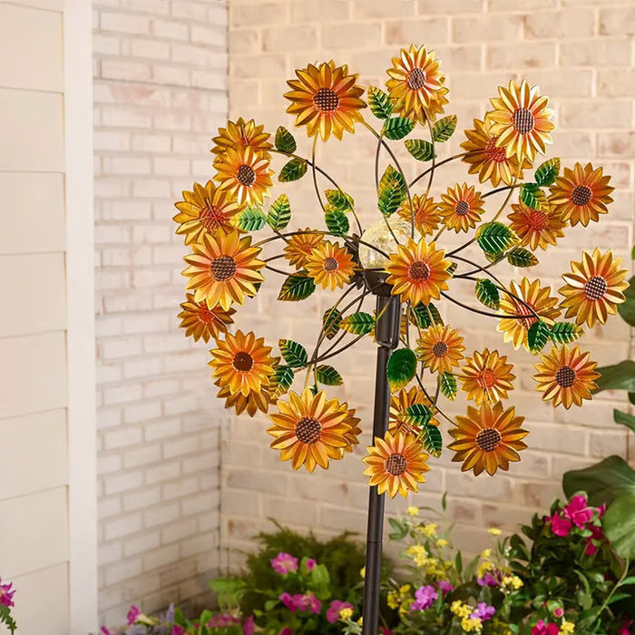Neravio™ ☀️🌀 Outdoors Wind Spinners with Decorative Flowers 🌸(Includes bracket)