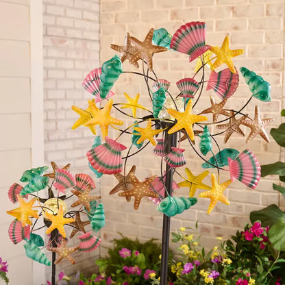 Neravio™ ☀️🌀 Outdoors Wind Spinners with Decorative Flowers 🌸(Includes bracket)