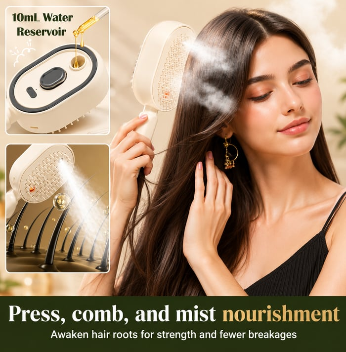 Neravio™ 🛒 The Frizz-Fighter: Upgraded 3-in-1 Nano-Steam Massage Brush