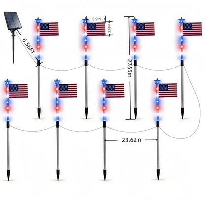 🔥Last Day: 49% OFF🔥8 Solar American Flag Pathway Lights – Red, White & Blue Yard Glow for 250th Independence Celebration 🇺🇸✨