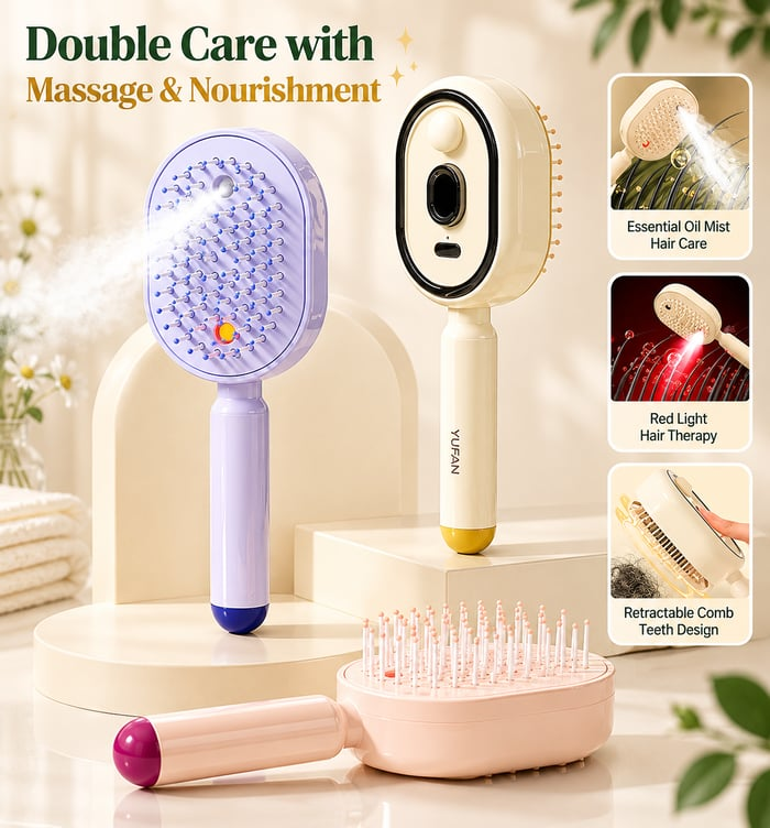 Neravio™ 🛒 The Frizz-Fighter: Upgraded 3-in-1 Nano-Steam Massage Brush