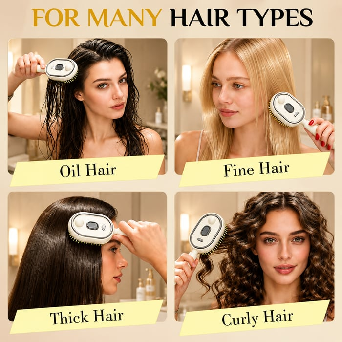 Neravio™ 🛒 The Frizz-Fighter: Upgraded 3-in-1 Nano-Steam Massage Brush