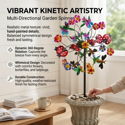 Neravio™ ☀️🌀 Outdoors Wind Spinners with Decorative Flowers 🌸(Includes bracket)