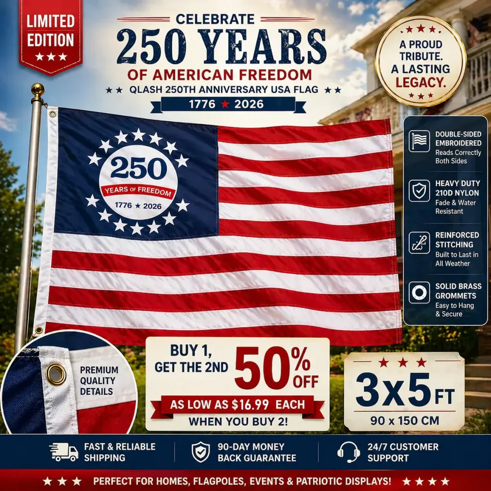 🇺🇸 250th Anniversary USA Commemorative Flag (3x5 Ft),Double-Sided Embroidered