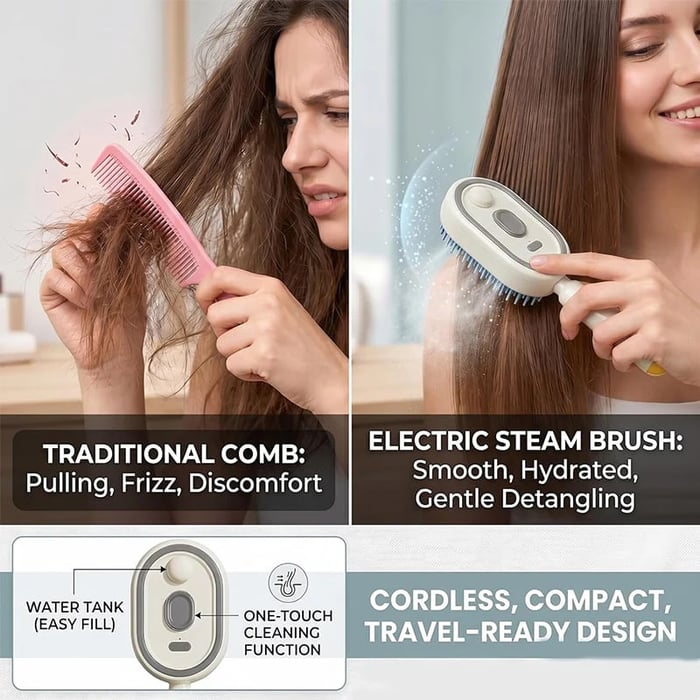Neravio™ 🛒 The Frizz-Fighter: Upgraded 3-in-1 Nano-Steam Massage Brush
