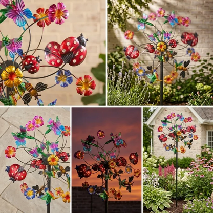 Neravio™ ☀️🌀 Outdoors Wind Spinners with Decorative Flowers 🌸(Includes bracket)