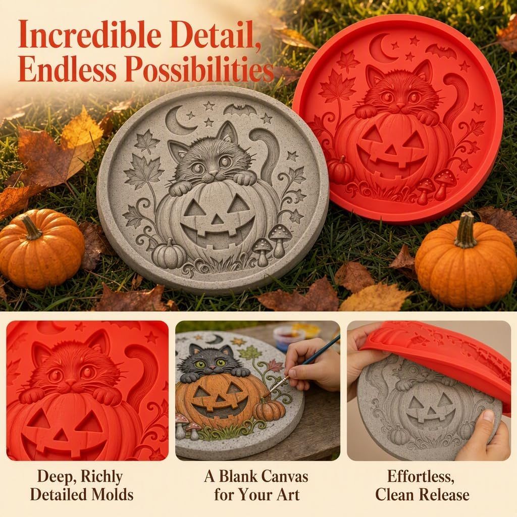 🔥2026 New Arrivals💥 Reusable Silicone Stepping Stone Mold for Halloween DIY Garden Pathway