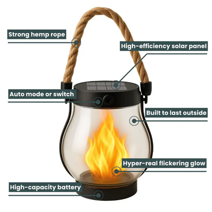 Neravio™ 🔥Last Chance Before They're Gone! Solar Flame Lanterns – No Wiring, Auto-On at Dusk!