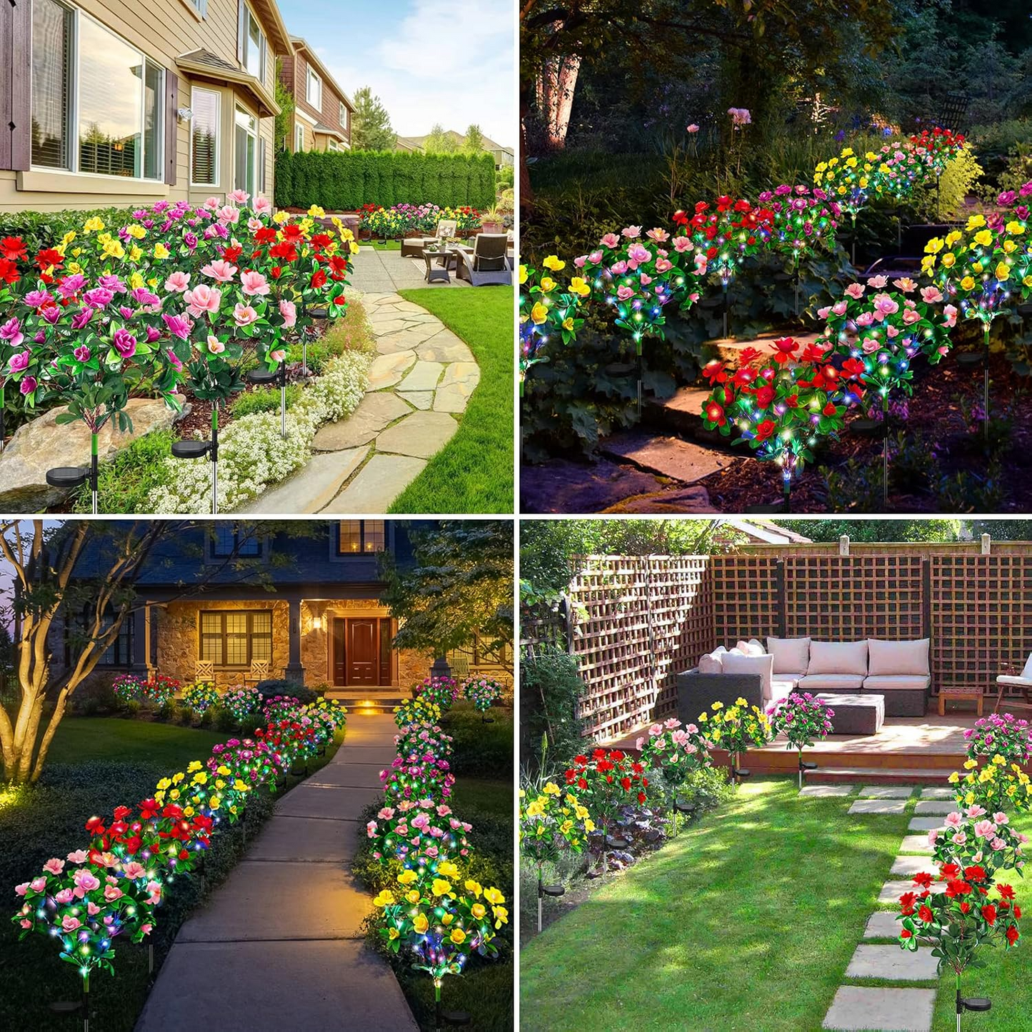 🌸✨4-Piece Mixed-Color Outdoor Waterproof Solar Azalea Flower Lights for Garden 🏡🌪️