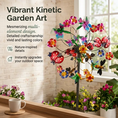 Neravio™ ☀️🌀 Outdoors Wind Spinners with Decorative Flowers 🌸(Includes bracket)