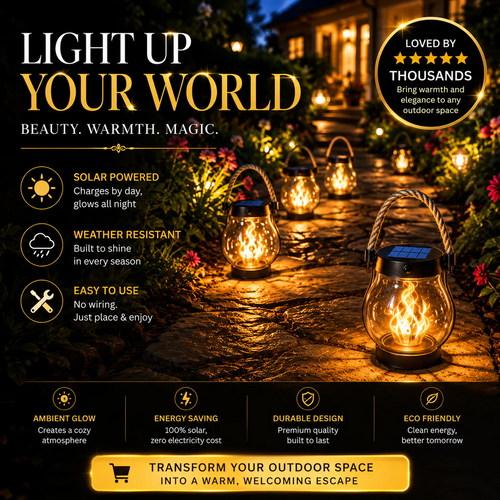 Neravio™ 🔥Last Chance Before They're Gone! Solar Flame Lanterns – No Wiring, Auto-On at Dusk!