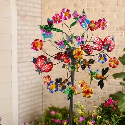 Neravio™ ☀️🌀 Outdoors Wind Spinners with Decorative Flowers 🌸(Includes bracket)