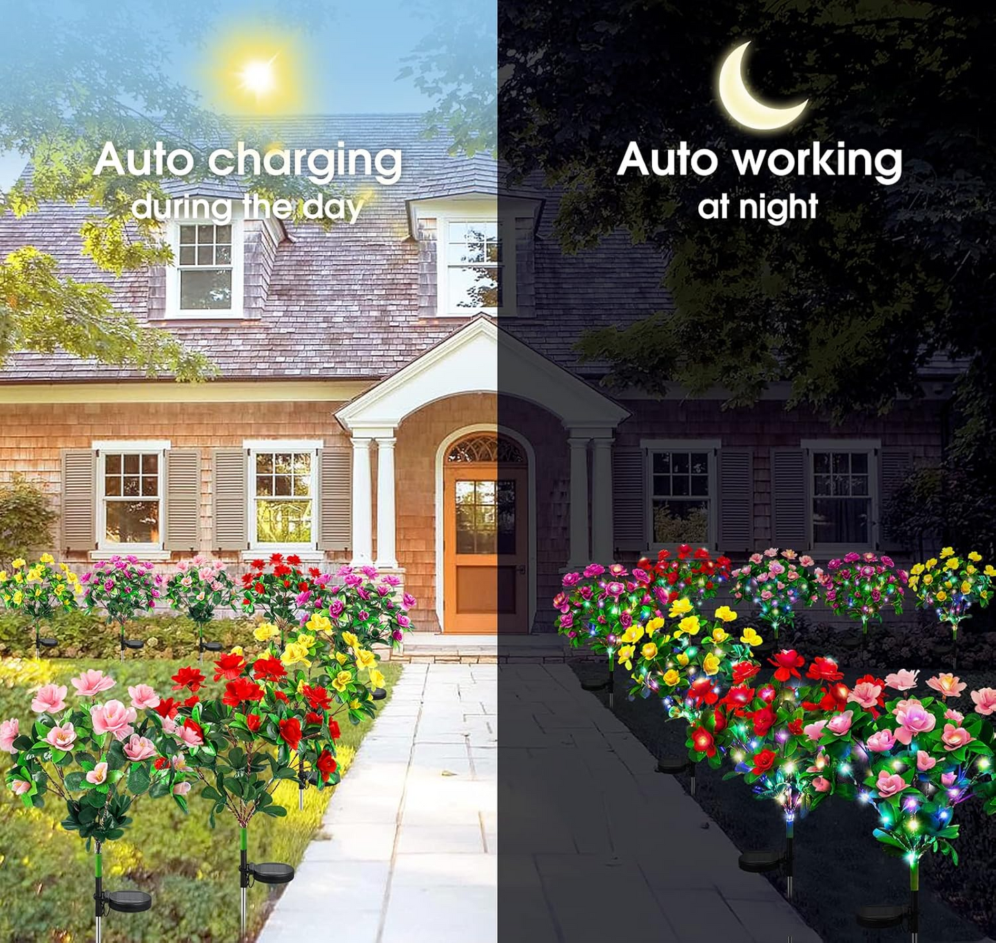 🌸✨4-Piece Mixed-Color Outdoor Waterproof Solar Azalea Flower Lights for Garden 🏡🌪️