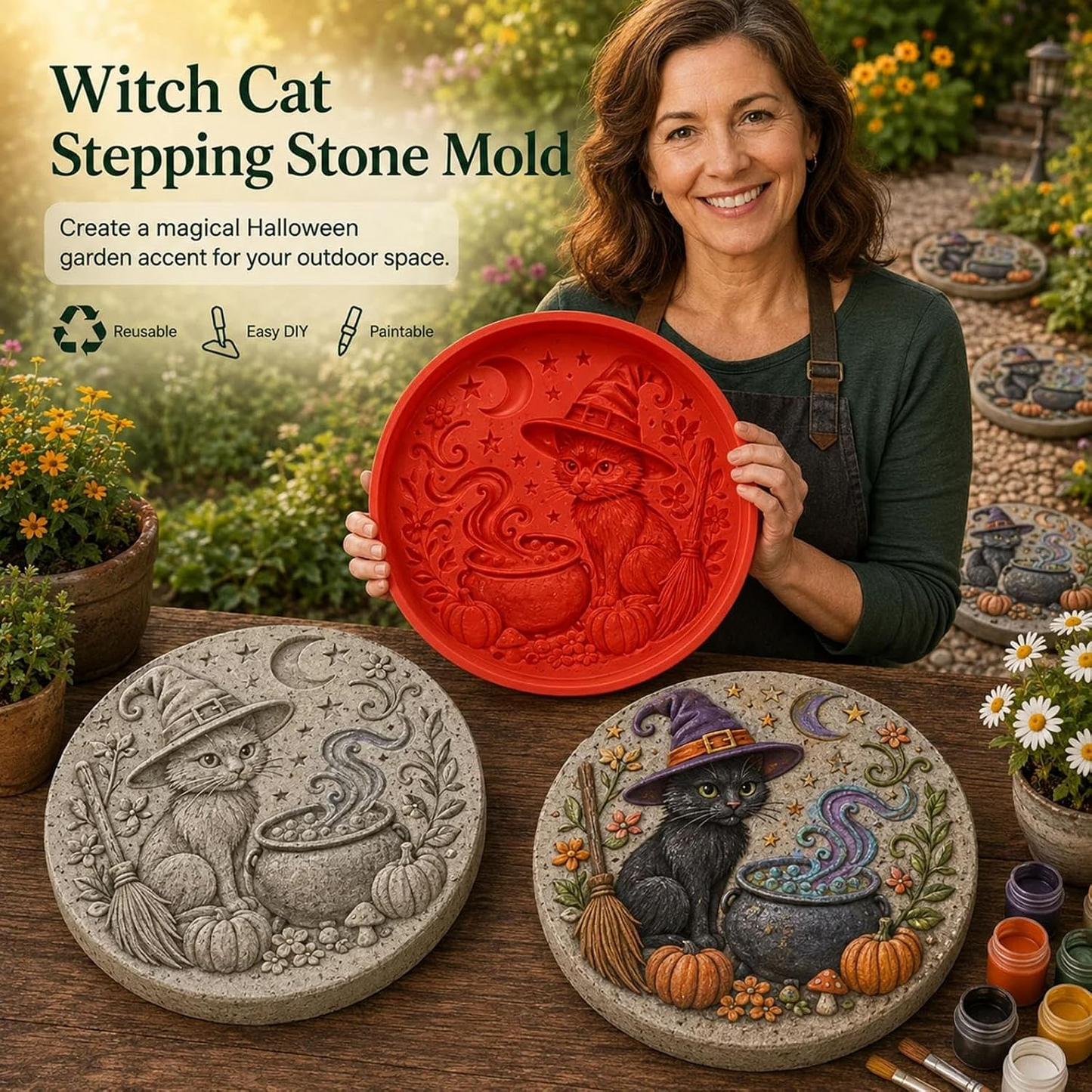 🔥2026 New Arrivals💥 Reusable Silicone Stepping Stone Mold for Halloween DIY Garden Pathway