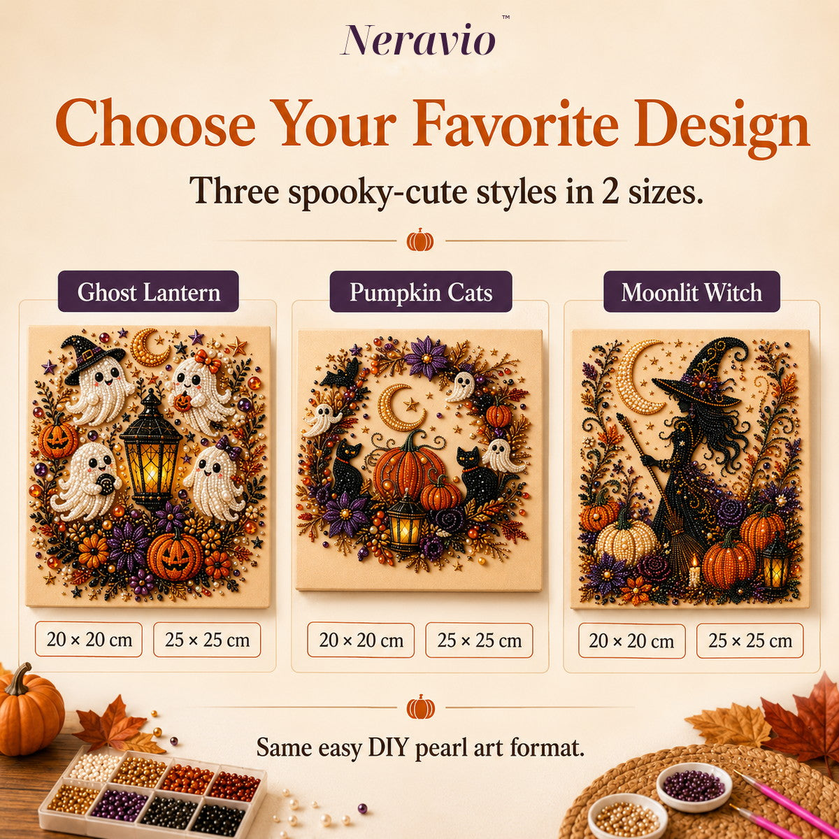 Neravio® Spooky Pearl Art DIY Kit – Halloween 3D Craft & Décor