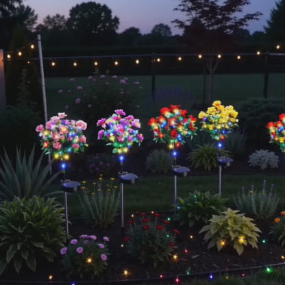 🌸✨4-Piece Mixed-Color Outdoor Waterproof Solar Azalea Flower Lights for Garden 🏡🌪️