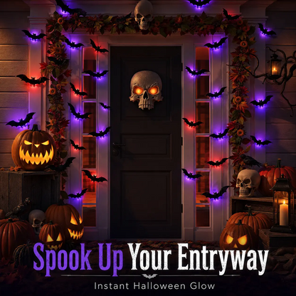 🦇Halloween LED Flying Bat Decorations - Glowing 3D Bat Wall Decor for Porch,Window, Door, Garage &Party Backdrop