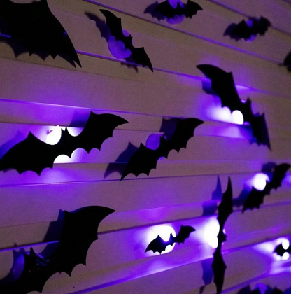 🦇Halloween LED Flying Bat Decorations - Glowing 3D Bat Wall Decor for Porch,Window, Door, Garage &Party Backdrop